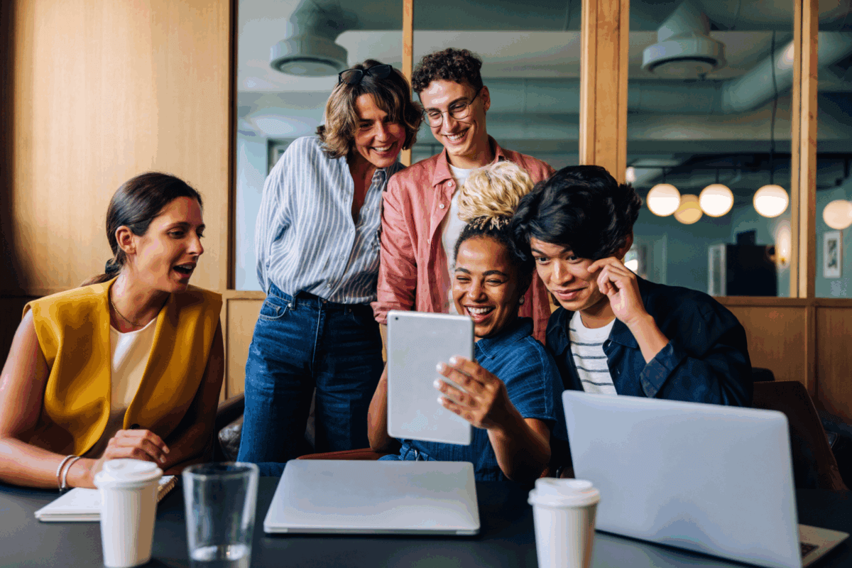 Hybrid team playing Jeopardy-style Slido game